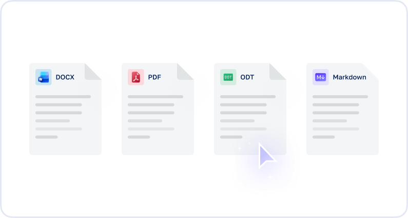Комплект документов в форматах DOCX, PDF, ODT и Markdown